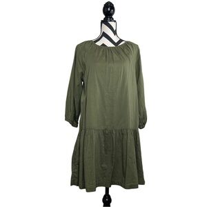 NWT Gap Sz M Tie-Back Olive Green 100% Cotton Olive Green Poplin Mini Dress
